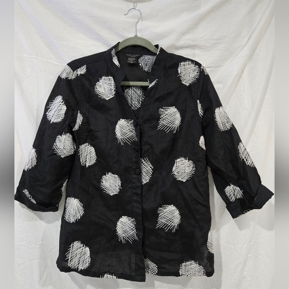 Anne Carson 100% Linen Large Petite Womans Blouse